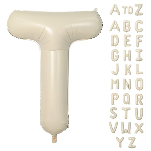 Biapian Buchstaben Ballons XXL, 40 Zoll Große Buchstabe T Folienballon, 101.6CM Beige Buchstaben Luftballon Aluminiumfolie Helium Ballons für Geburtstag Babyparty Hochzeit Jubiläum Dekoration(Creme T) von Biapian