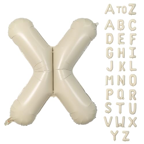 Biapian Buchstaben Ballons XXL, 40 Zoll Große Buchstabe X Folienballon, 101.6CM Beige Buchstaben Luftballon Aluminiumfolie Helium Ballons für Geburtstag Babyparty Hochzeit Jubiläum Dekoration(Creme X) von Biapian