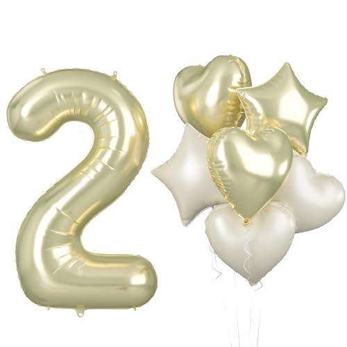 Biapian Luftballon 2. Geburtstag, XXL Folienballon Zahl 2 mit Creme Beige Herzluftballon, 40'' Hellgold Zahlen 2 Ballon Geburtstagsdeko für Mädchen Junge Valentinstag 2 Jahre Jubiläum Party Deko Biapian Luftballon 2. Geburtstag, XXL Folienballon Zahl 2 mit Creme Beige Herzluftballon, 40'' Hellgold Zahlen 2 Ballon Geburtstagsdeko für Mädchen Junge Valentinstag 2 Jahre Jubiläum Party Deko von Biapian