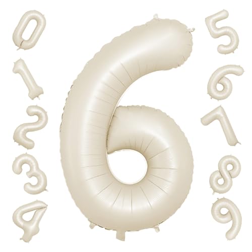Biapian Luftballon 6, 40 Zoll Luftballon 6. Geburtstag, XXL Creme Weiß Zahlen 6 Luftballon Sandweiß Folienballon Helium Ballons für Babyparty Junge Männer 6 Jahre Geburtstags Party Deko (Nummer 6) Biapian Luftballon 6, 40 Zoll Luftballon 6. Geburtstag, XXL Creme Weiß Zahlen 6 Luftballon Sandweiß Folienballon Helium Ballons für Babyparty Junge Männer 6 Jahre Geburtstags Party Deko (Nummer 6) von Biapian