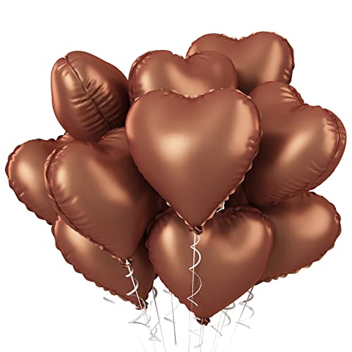 Herz Luftballons Braun, 10 Stück Herzluftballons Hochzeit, Folienballon Herz 18 Zoll Schokolade Helium Ballons Neutraler Geburtstag Deko Valentinstag für Hochzeit Geburtstagsfeier Just Married Deko von Biapian