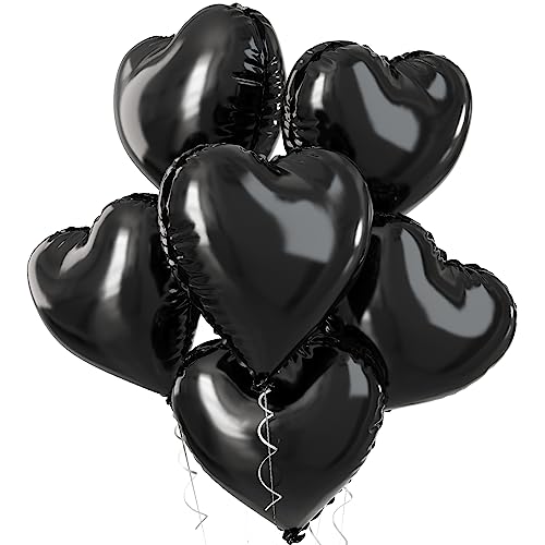 Herzluftballons Schwarz, 5 Stück Folienballon Helium 18 Zoll für Hochzeit, Valentinstag, Geburtstagsfeier, Just Married Party Deko von Biapian