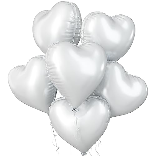 Herzluftballons Weiß, 5 Stück Weiße Folienballon Herz, Weiß Herzluftballons Helium Hochzeit 18 Zoll Weiss Herz Folienballon Deko Valentinstag für Weiß Hochzeit, Geburtstagsfeier, Just Married Deko von Biapian