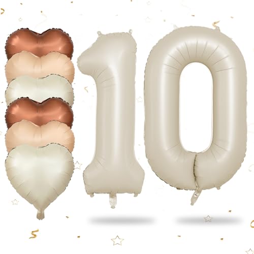 Luftballon 10. Geburtstag, 40 Zoll Beige Zahl 10 Luftballon, XXL Cremefarbene Nummer 10 Folienballon Braune Aprikosen Herzluftballons Helium für Jungen Mädchen Babyparty 10. Geburtstag Party Deko Luftballon 10. Geburtstag, 40 Zoll Beige Zahl 10 Luftballon, XXL Cremefarbene Nummer 10 Folienballon Braune Aprikosen Herzluftballons Helium für Jungen Mädchen Babyparty 10. Geburtstag Party Deko von Biapian