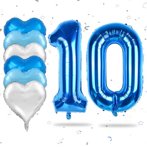 Luftballon 10. Geburtstag, 40 Zoll Blaue Zahl 10 Luftballon, XXL Groß Blau Nummer 10 Folienballon Blau Silber Herzluftballons Helium für Jungen Mädchen Babyparty Jubiläum 10. Geburtstag Party Deko Luftballon 10. Geburtstag, 40 Zoll Blaue Zahl 10 Luftballon, XXL Groß Blau Nummer 10 Folienballon Blau Silber Herzluftballons Helium für Jungen Mädchen Babyparty Jubiläum 10. Geburtstag Party Deko von Biapian