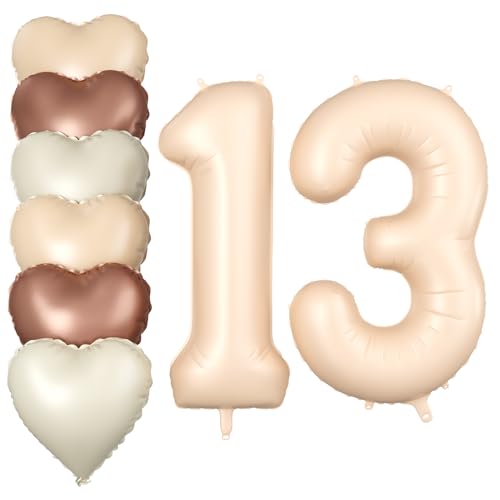 Luftballon 13. Geburtstag, 40 Zoll Aprikose Zahl 13 Luftballon, XXL Nummer 13 Folienballon Beige Braune Aprikosen Herzluftballons Neutraler für Jungen Mädchen Babyparty 13. Geburtstag Party Deko Luftballon 13. Geburtstag, 40 Zoll Aprikose Zahl 13 Luftballon, XXL Nummer 13 Folienballon Beige Braune Aprikosen Herzluftballons Neutraler für Jungen Mädchen Babyparty 13. Geburtstag Party Deko von Biapian