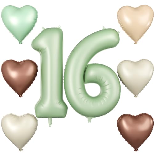 Luftballon 16. Geburtstag, 40 Zoll Salbeigrün Zahl 16 Luftballon, XXL Olivgrün Nummer 16 Folienballon Beige Braune Aprikosen Herzluftballons für Jungen Mädchen Babyparty 16. Geburtstag Party Deko Luftballon 16. Geburtstag, 40 Zoll Salbeigrün Zahl 16 Luftballon, XXL Olivgrün Nummer 16 Folienballon Beige Braune Aprikosen Herzluftballons für Jungen Mädchen Babyparty 16. Geburtstag Party Deko von Biapian