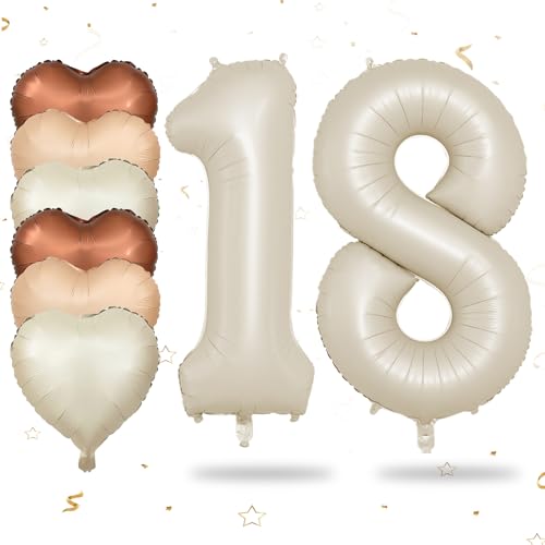 Luftballon 18. Geburtstag, 40 Zoll Beige Zahl 18 Luftballon, XXL Cremefarbene Nummer 18 Folienballon Braune Aprikosen Herzluftballons Helium für Jungen Mädchen Babyparty 18. Geburtstag Party Deko Luftballon 18. Geburtstag, 40 Zoll Beige Zahl 18 Luftballon, XXL Cremefarbene Nummer 18 Folienballon Braune Aprikosen Herzluftballons Helium für Jungen Mädchen Babyparty 18. Geburtstag Party Deko von Biapian