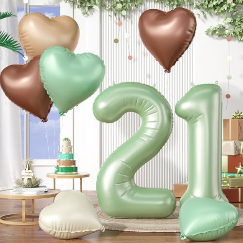 Luftballon 21. Geburtstag, 40 Zoll Salbeigrün Zahl 21 Luftballon, XXL Olivgrün Nummer 21 Folienballon Beige Braune Aprikosen Herzluftballons für Männer Frauen Babyparty 21. Geburtstag Party Deko Luftballon 21. Geburtstag, 40 Zoll Salbeigrün Zahl 21 Luftballon, XXL Olivgrün Nummer 21 Folienballon Beige Braune Aprikosen Herzluftballons für Männer Frauen Babyparty 21. Geburtstag Party Deko von Biapian