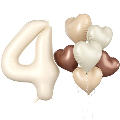 Luftballon 4. Geburtstag, 40 Zoll Beige Zahl 4 Luftballon, XXL Cremefarbene Nummer 4 Folienballon Braune Aprikosen Herzluftballons Neutraler für Jungen Mädchen Babyparty 4. Geburtstag Party Deko Luftballon 4. Geburtstag, 40 Zoll Beige Zahl 4 Luftballon, XXL Cremefarbene Nummer 4 Folienballon Braune Aprikosen Herzluftballons Neutraler für Jungen Mädchen Babyparty 4. Geburtstag Party Deko von Biapian