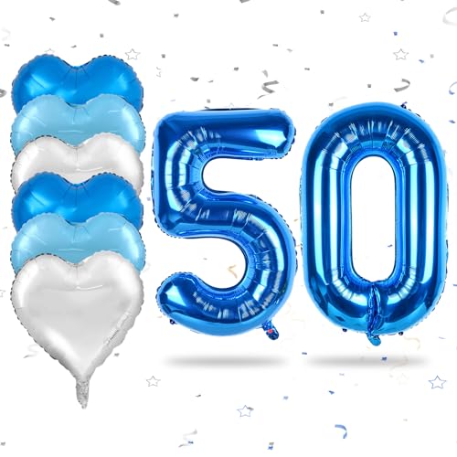 Luftballon 50. Geburtstag, 50 Zoll Blaue Zahl 50 Luftballon, XXL Groß Blau Nummer 50 Folienballon Blau Silber Herzluftballons Helium für Männer Frauen Babyparty Jubiläum 50. Geburtstag Party Deko Luftballon 50. Geburtstag, 50 Zoll Blaue Zahl 50 Luftballon, XXL Groß Blau Nummer 50 Folienballon Blau Silber Herzluftballons Helium für Männer Frauen Babyparty Jubiläum 50. Geburtstag Party Deko von Biapian