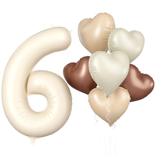 Luftballon 6. Geburtstag, 40 Zoll Beige Zahl 6 Luftballon, XXL Cremefarbene Nummer 6 Folienballon Braune Aprikosen Herzluftballons Neutraler für Jungen Mädchen Babyparty 6. Geburtstag Party Deko Luftballon 6. Geburtstag, 40 Zoll Beige Zahl 6 Luftballon, XXL Cremefarbene Nummer 6 Folienballon Braune Aprikosen Herzluftballons Neutraler für Jungen Mädchen Babyparty 6. Geburtstag Party Deko von Biapian