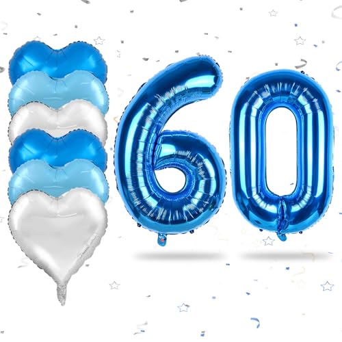 Luftballon 60. Geburtstag, 60 Zoll Blaue Zahl 60 Luftballon, XXL Groß Blau Nummer 60 Folienballon Blau Silber Herzluftballons Helium für Männer Frauen Babyparty Jubiläum 60. Geburtstag Party Deko Luftballon 60. Geburtstag, 60 Zoll Blaue Zahl 60 Luftballon, XXL Groß Blau Nummer 60 Folienballon Blau Silber Herzluftballons Helium für Männer Frauen Babyparty Jubiläum 60. Geburtstag Party Deko von Biapian