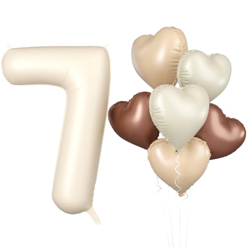 Luftballon 7. Geburtstag, 40 Zoll Beige Zahl 7 Luftballon, XXL Cremefarbene Nummer 7 Folienballon Braune Aprikosen Herzluftballons Neutraler für Jungen Mädchen Babyparty 7. Geburtstag Party Deko Luftballon 7. Geburtstag, 40 Zoll Beige Zahl 7 Luftballon, XXL Cremefarbene Nummer 7 Folienballon Braune Aprikosen Herzluftballons Neutraler für Jungen Mädchen Babyparty 7. Geburtstag Party Deko von Biapian
