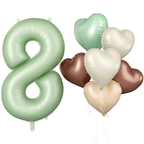 Luftballon 8. Geburtstag, 40 Zoll Salbeigrün Zahl 8 Luftballon, XXL Olivgrün Nummer 8 Folienballon Beige Braune Aprikosen Herzluftballons für Jungen Mädchen Babyparty 8. Geburtstag Party Deko Luftballon 8. Geburtstag, 40 Zoll Salbeigrün Zahl 8 Luftballon, XXL Olivgrün Nummer 8 Folienballon Beige Braune Aprikosen Herzluftballons für Jungen Mädchen Babyparty 8. Geburtstag Party Deko von Biapian