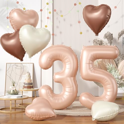 Luftballons Zahlen 35, Aprikose Ballon Zahl 35 Geburtstagsdeko, Beige Creme Braun Herz Luftballons Hochzeit Deko, Nude Neutraler Folienballon Helium für Frauen 35. Geburtstag Jubiläum Party Dekoration Luftballons Zahlen 35, Aprikose Ballon Zahl 35 Geburtstagsdeko, Beige Creme Braun Herz Luftballons Hochzeit Deko, Nude Neutraler Folienballon Helium für Frauen 35. Geburtstag Jubiläum Party Dekoration von Biapian