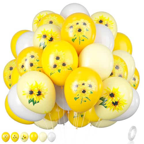 Luftballons gelbe,12 Zoll Sonnenblumen-Luftballons,Sonnenblumen bedruckte Luftballons,pastellgelbe,weiße Sonnenblumen-Luftballons für Babypartys,Geburtstage,Partys,Dekorationen von Biapian