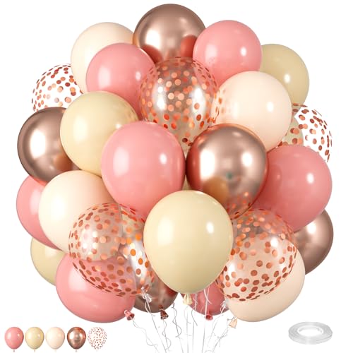 Rosa Luftballons, 12 Zoll staubige rosa Luftballons Retro Rosa Metallic Chrom Roségold Weiß Sand Nude Luftballons für Braut, Babyparty, Mädchen, Boho, Geburtstags und Hochzeits dekorationen von Biapian