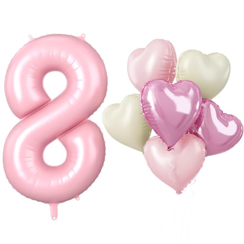 Zahlen Luftballon 8 Rosa, Riesen Hell Rosa Folienballon Zahl für Mädchen, 40 Zoll Helium Zahlenballon mit Herzluftballons 8. Geburtstag Deko für Kinder 8 Jahre Jubiläum Hochzeit Party Dekoration Zahlen Luftballon 8 Rosa, Riesen Hell Rosa Folienballon Zahl für Mädchen, 40 Zoll Helium Zahlenballon mit Herzluftballons 8. Geburtstag Deko für Kinder 8 Jahre Jubiläum Hochzeit Party Dekoration von Biapian