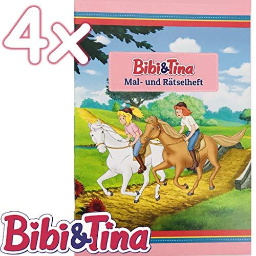 4 Mal- und Rätselhefte * BIBI & TINA * mit 12 Seiten in DIN A6 | perfekt als Mitgebsel oder Geschenk | Malbuch Malen Malblock Kinder Pferde Pony Mädchen von Bibi&Tina