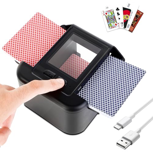 Bibykivn Automatischer Kartenmischer, Kartenmischmaschine Elektrische, 2000 mAh, Mischmaschine Karten für UNO Kartenspiel, Poker, Skip BO, Phase10 für Familienfeiern und Reisen (Schwarz) von Bibykivn