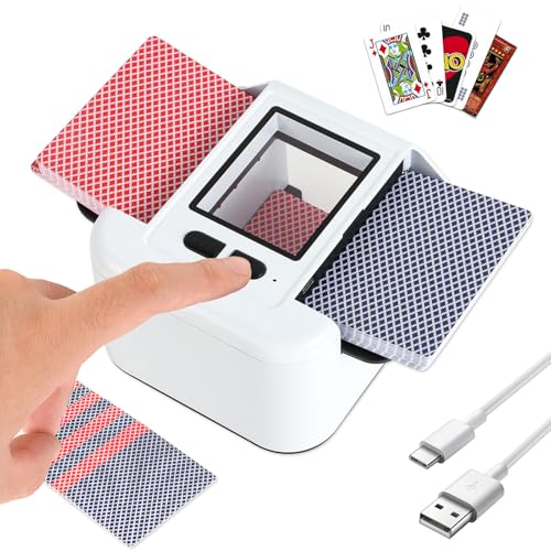 Bibykivn Automatischer Kartenmischer, Kartenmischmaschine Elektrische, 2000 mAh, Mischmaschine Karten für UNO Kartenspiel, Poker, Skip BO, Phase10 für Familienfeiern und Reisen (Weiß-1) von Bibykivn