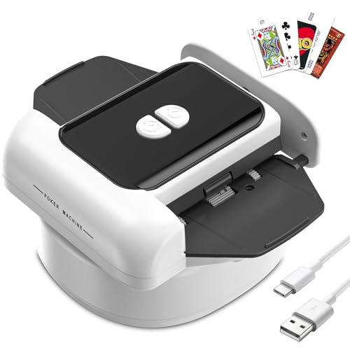 Bibykivn Automatischer Kartenmischer, Kartenmischmaschine Elektrische, 2000 mAh, Mischmaschine Karten für UNO Kartenspiel, Poker, Skip BO, Phase10 für Familienfeiern und Reisen (Weiß-2) von Bibykivn