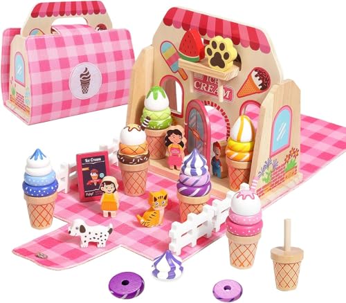 Bibykivn Eisdiele Kinder Holz, 39 Stück Kinderküche Zubehör, Montessori Spielzeug, Eisladen Kinder Rollenspiele Geschenk, Kaufmannsladen Zubehör für 3 4 Jahre Mädchen Junge Bibykivn Eisdiele Kinder Holz, 39 Stück Kinderküche Zubehör, Montessori Spielzeug, Eisladen Kinder Rollenspiele Geschenk, Kaufmannsladen Zubehör für 3 4 Jahre Mädchen Junge von Bibykivn