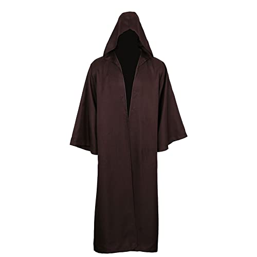 Bichingda Erwachsene Umhang für Jedi Robe Kapuzenumhang Halloween Weihnachten Party Cosplay Kostüm Vampir Umhang Tunika Kapuzenuniform, Braun, L von Bichingda