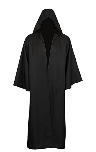 Bichingda Erwachsene Umhang für Jedi Robe Kapuzenumhang Halloween Weihnachten Party Cosplay Kostüm Vampir Umhang Tunika Kapuzenuniform, Schwarz, XXL von Bichingda