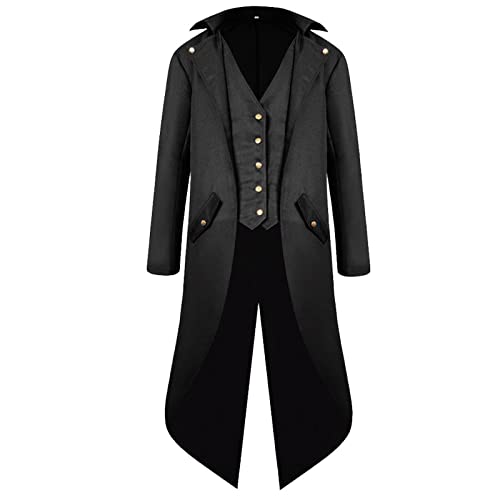 Bichingda Herren Steampunk Vintage Gothic Mittelalter Frack Jacke Viktorianischen Mantel Uniform Halloween Kostüm von Bichingda