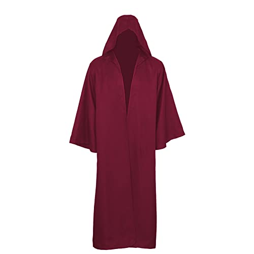 Bichingda Erwachsenen-Umhang für Jedi-Robe, Kapuzenumhang, Halloween, Weihnachten, Party, Cosplay, Kostüm, Vampir-Umhang, Tunika, Kapuzenuniform, rot, M von Bichingda