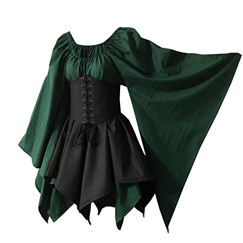 Traditionelles irisches Damenkleid im Renaissance-Stil, mittelalterliches Kostüm, ausgestellte Ärmel, Korsett, Halloween, viktorianisches kurzes Kleid Traditionelles irisches Damenkleid im Renaissance-Stil, mittelalterliches Kostüm, ausgestellte Ärmel, Korsett, Halloween, viktorianisches kurzes Kleid von Bichingda