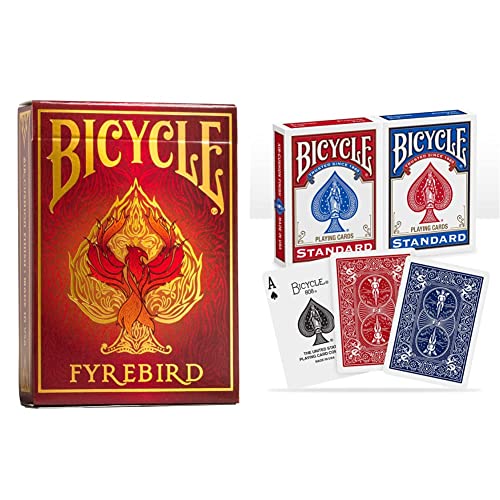 Bicycle 1001781 Kartendeck Standard 2er-Pack Rot & Blau Rommé-Karten, Pokerkarten, Zauberkarten/Klassische Rider Back Rückseite, Rot und Blau, Poker & ® Creatives Spielkarten Fyrebird von Bicycle