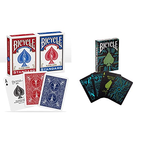 Bicycle 1001781 Kartendeck Standard 2er-Pack Rot & Blau Rommé-Karten, Pokerkarten, Zauberkarten & Creatives Spielkarten Dark Mode/Hochwertiges Design Kartenspiel Kartendecks von Bicycle
