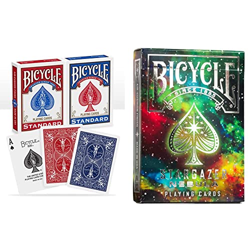 Bicycle 1001781 Kartendeck Standard 2er-Pack Rot & Blau Rommé-Karten, Pokerkarten & Stargazer Nebula Playing Cards 1046540 Spielkarte von Bicycle