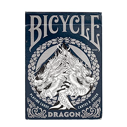 Bicycle 22580013 Dragon Creatives Hochwertiges Kartenspiel Spielkarten für Design-Fans/Kartendeck Reich der Fantasie, handgezeichnet/Geschenkidee, ab 10 Jahren , Blau und Silber, One Size von Bicycle