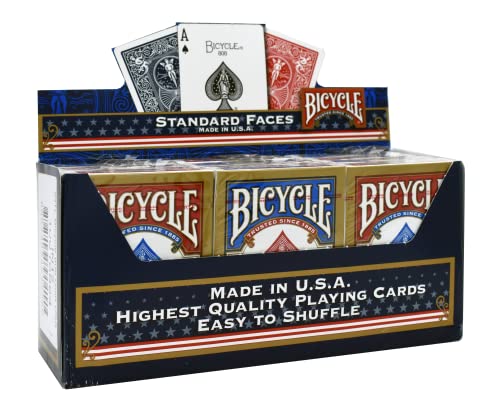 Paket von 12 Pokerkarten Bicycle Standard (6 Blau / 6 Rot) von Bicycle