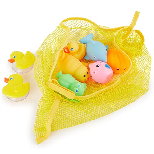 Bieco Badespielzeug Baby | 7er Set inkl. Netz | Wasserspielzeug Badewanne | Badewannenspielzeug ab 1 Jahr | Buntes Tiere Spielzeug Badewanne für Babys | Badewannen Spielzeug Kinder | Baby Bath Toys von Bieco