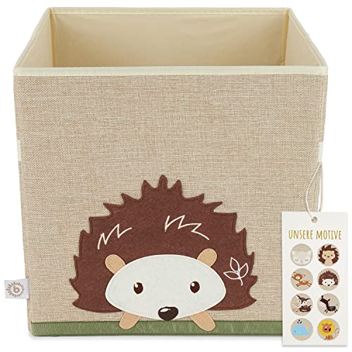Bieco Aufbewahrungsbox Baby Igel | Aufbewahrungskorb Kinder 33x33x33 Wie Kallax Kiste | Kinderzimmer Wald Beige Spielkorb Baby von Bieco