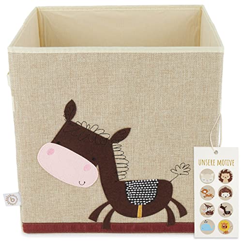 Bieco Aufbewahrungsbox Kinder - Süße Esel Spielzeugkiste faltbar - 33x33x33 cm - ideal für Kallax Regal - Boxen Aufbewahrung Kinderzimmer - Kuscheltier Zoo Aufbewahrung Aufbewahrungsbox für Kinder von Bieco