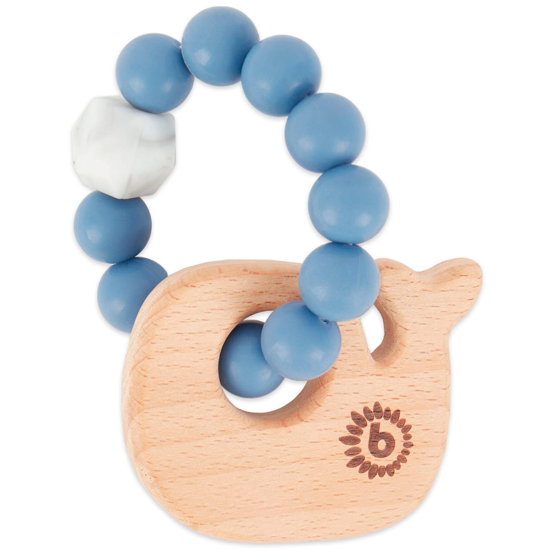 Bieco Beißring mit Silikon Perlen Blau Wal - ab Geburt von Bieco