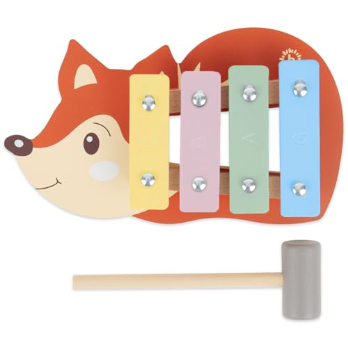 Bieco Mini Xylophon Baby Fuchs Kinder - Baby Spielzeug Fuchs Baby Xylophon - Glockenspiel für Kinder ab 1 Jahr - Baby Spielzeug Waldtiere - Xylophon Holz - Glockenspiel Holz - Xylophon Baby 1 Jahr von Bieco