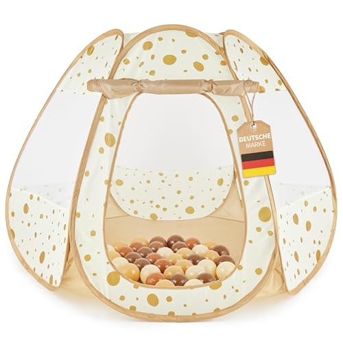 Bieco Kinderzelt für Drinnen Pop up Dots | inklusive 50 Bälle | Prinzessin | Zelt Kinder | Spielzelt Mädchen | Princess Tent | Bällebad | Kinderspielzelt Mädchen | Spielzelt Kinderzimmer von Bieco