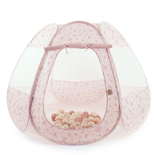 Bieco Kinderzelt und Bällebad Pop up Dreamy Flowers mit 50 Bällen | Prinzessin Zelt Kinder | Spielzelt Mädchen | Princess Tent | Bällebad | Kinderspielzelt Mädchen | Spielzelt Kinderzimmer von Bieco