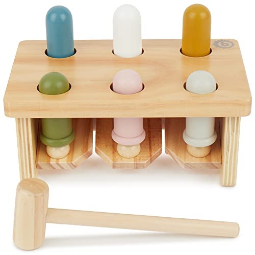 Bieco Klopfbank ab 1 Jahr | Baby Hammerspiel ab 1 Jahr Holz | Motorikspielzeug ab 1 Jahr Aktivityboard Baby Klopfspiel hämmerchenspiel Hammerspiel Baby Hammerbank Montessori Hammer Holzspielzeug von Bieco