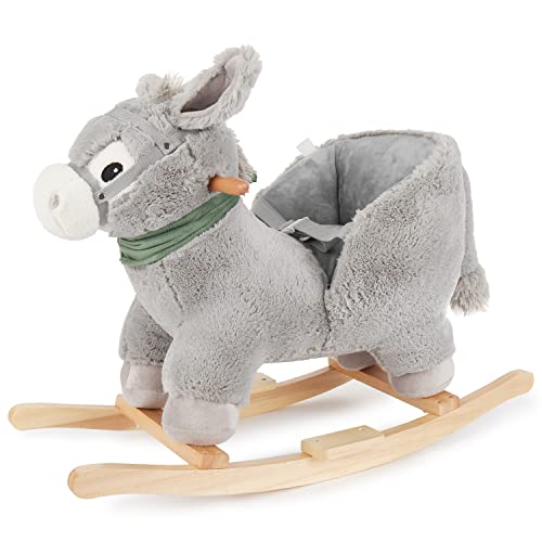 Bieco Plüsch Schaukeltier Esel 73,5x33,5x61cm | Schaukelpferd Baby | Schaukeltier Kinderschaukel Indoor | Baby Wippe Schaukelpferd ab 9 Monaten von Bieco