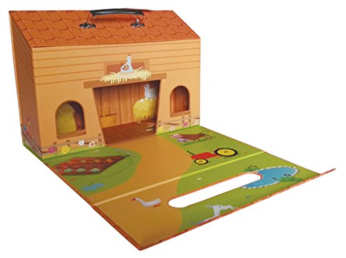 Bieco Spielweltkoffer Motiv-Koffer Bauernhof, ca. 32x23x10,5cm | Kids Globe | Bauernhof Kleinkind | Spielzeug Farm | Bauernhof Spielzeug | Tiere Spielzeug | Traktor Garage | Spielkoffer Kinder von Bieco
