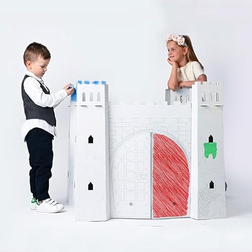 Märchenschloss aus Karton zum Ausmalen Spiel Labor Methode Montessori 100% umweltfreundlich und recycelbar GreenCity Papierdorf bauen und färben Rollenspiel und Emulation für Kinder von Biemme