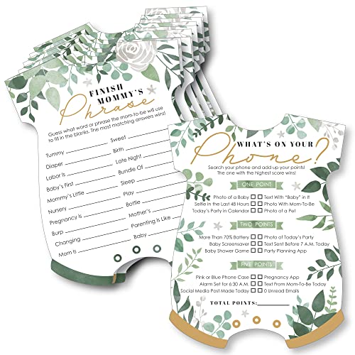 Big Dot of Happiness Boho Botanical Baby – 2-in-1 Greenery Babyparty Karten – Activity Duo Spiele – 20 Stück von Big Dot of Happiness